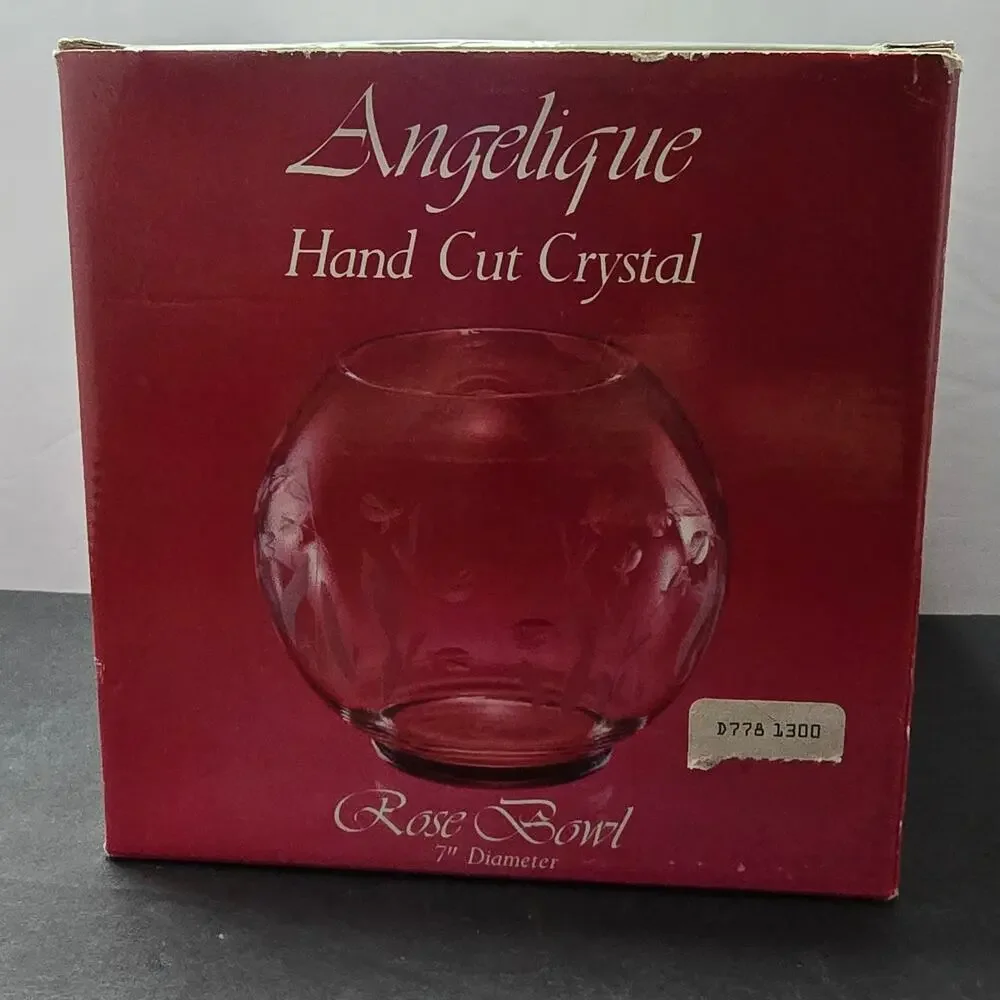 Angelique Crystal Clear Industries Hand Cut Crystal Rose Bowl Romania 8